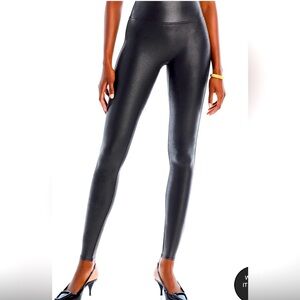 SPANX Black Faux Leather Leggings Size Medium